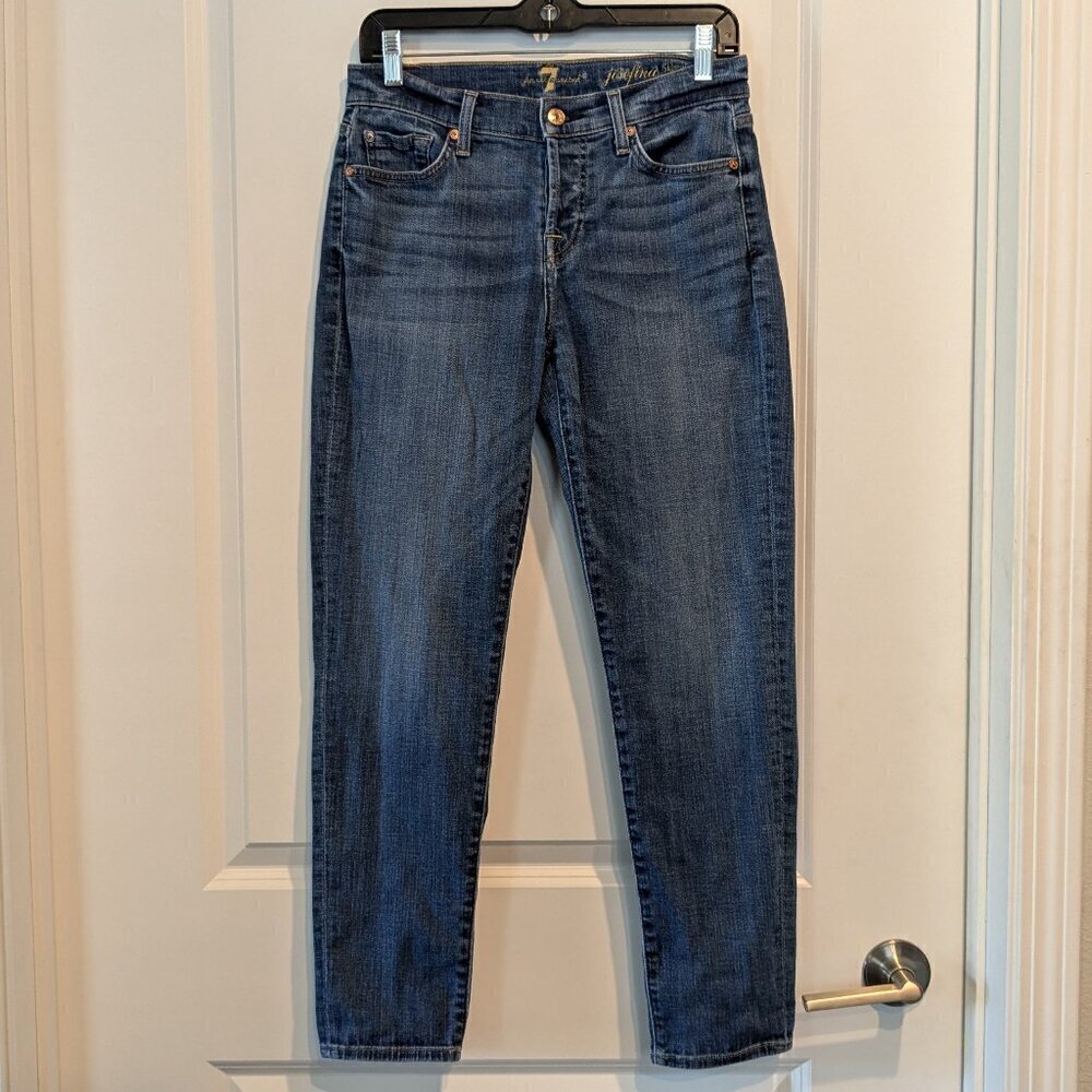 7 For All Mankind Jeans Women's 26 Blue Josefina Skinny Boyfriend Button-Fly - Picture 2 of 16